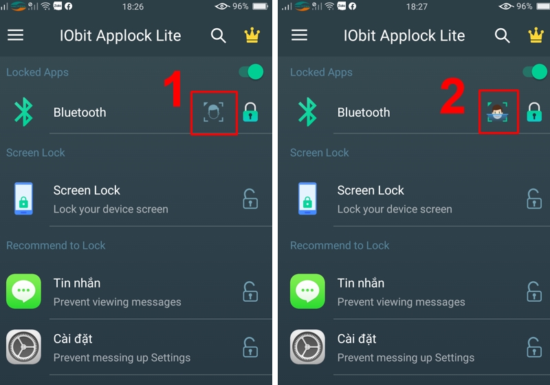 Chọn biểu tượng qu&eacute;t khu&ocirc;n mặt để th&ecirc;m Face ID